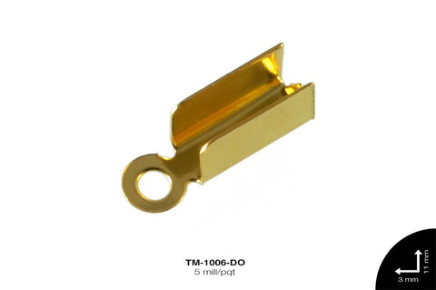 TERMINAL CUERO 8mm REF: BP-066 DORADO 5 mill/pqt