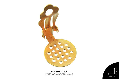 PINZA ARETE 15mm REF: QX-194 DORADO 1000 u/pqt (500 pares)