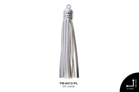 TERMINAL BORLA CUERO MTZDO NQ REF: 6.5CM*0.2 PLATA 50 u/pqt